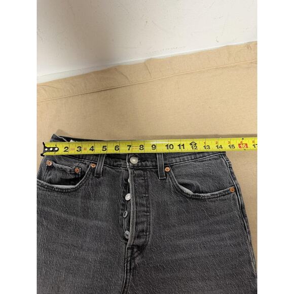 Levis 501 Jeans Mens 27x30 Black Gray Button Fly Premium Denim Straight Leg - Picture 11 of 12